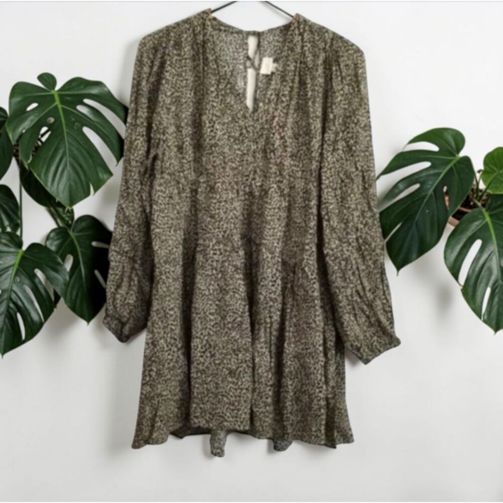 A New Day Speckled Long Sleeve Dress | Flowy Mini Dress